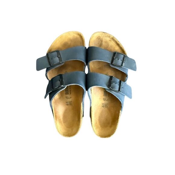 Birkenstock Mens Navy Blue Arizona Birko-Flor Casual Slip On Slide Sandals Sz 8